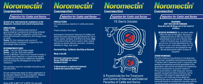 Noromectin for cattle and swine sol for inj 1%250ml